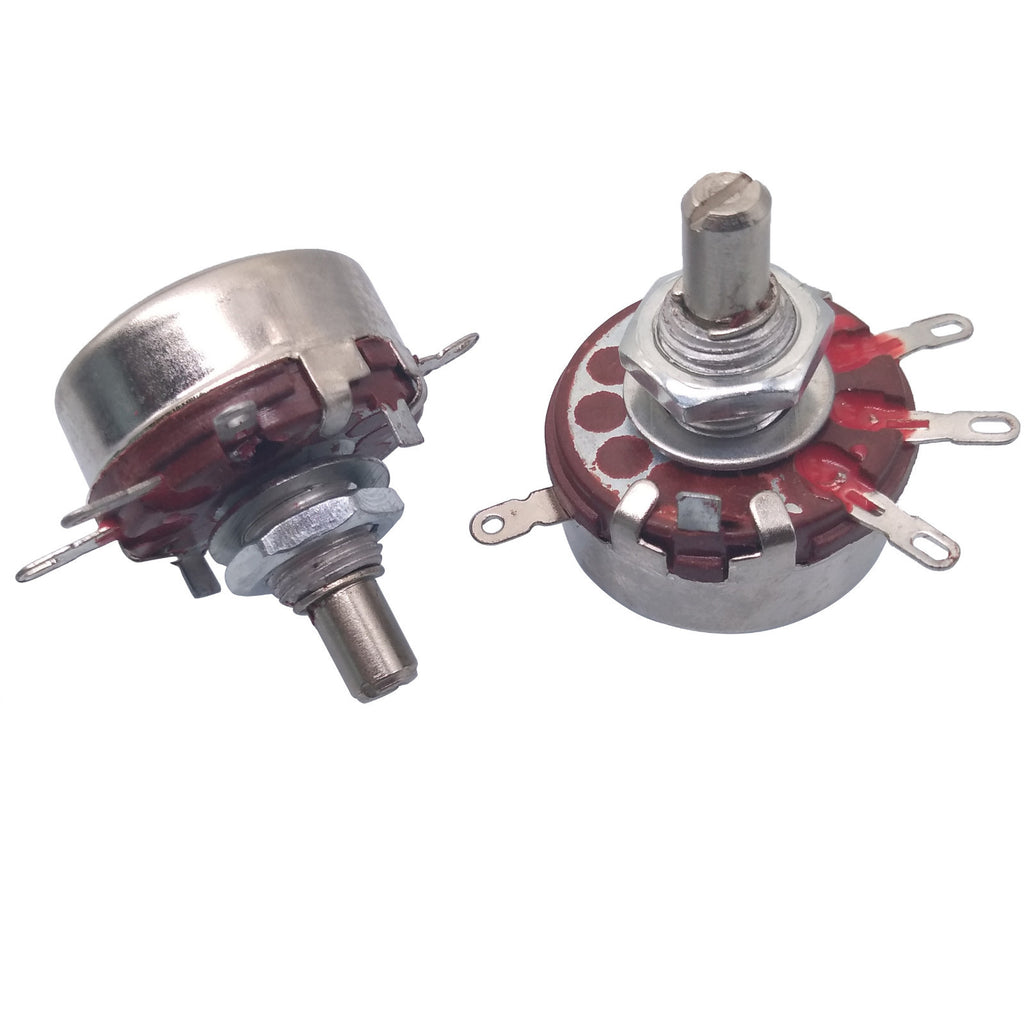 US Stock 2x 10K ohm 2W 6mm Round Shaft Rotary Taper Carbon Potentiometer WTH118