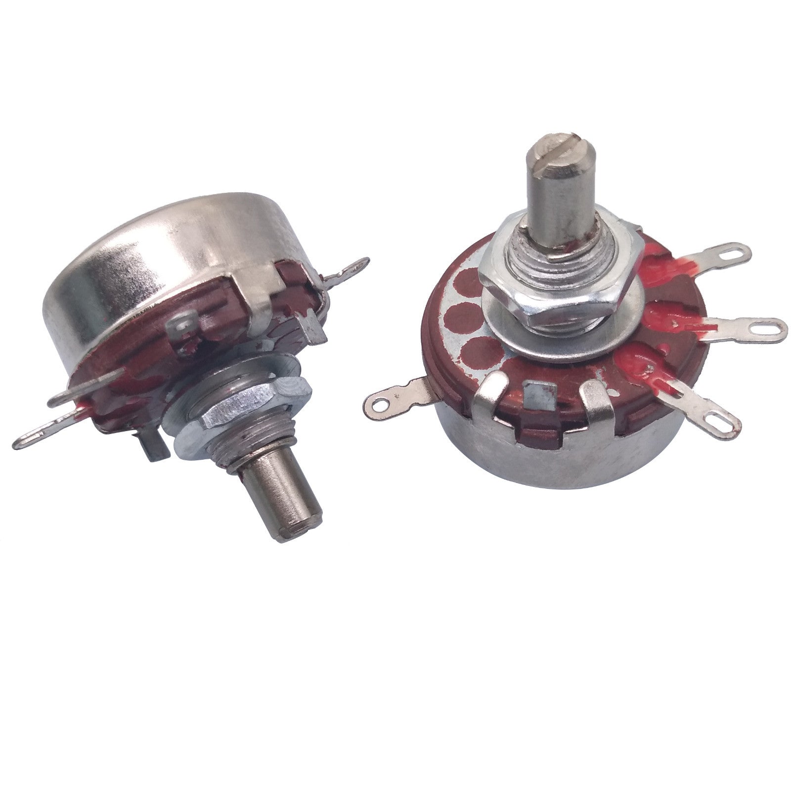 US Stock 2x 10K ohm 2W 6mm Round Shaft Rotary Taper Carbon Potentiometer WTH118