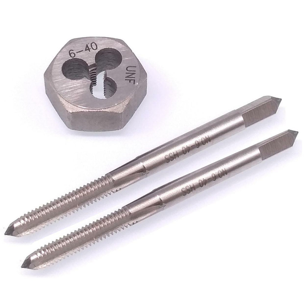 HSS 6-40 Taper & Plug Tap & 6-40 Hexagon Die Thread Right Hand Set