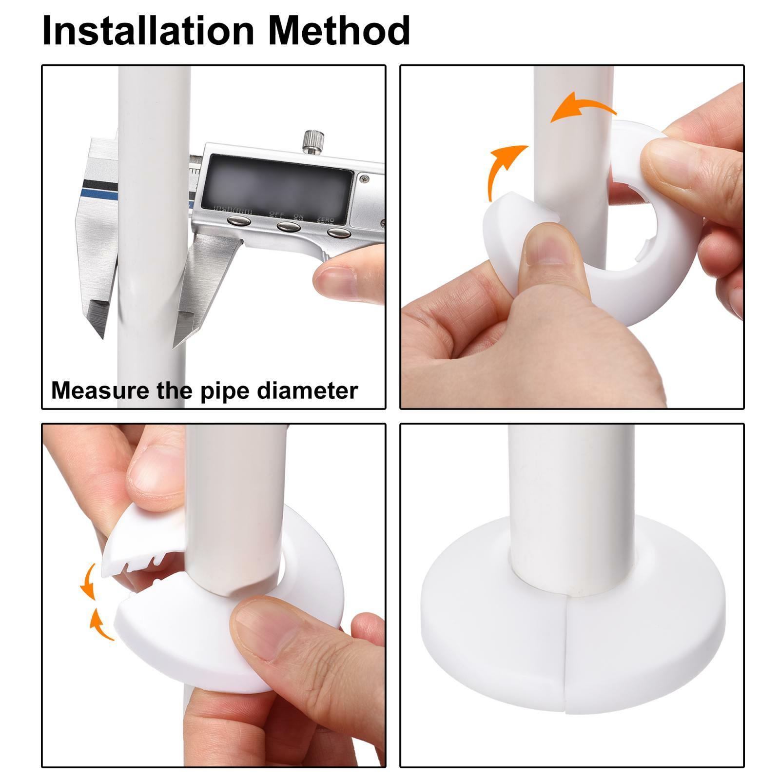 4pcs 25mm Pipe Cover Decoration PP Plastic Water Pipe Escutcheon White