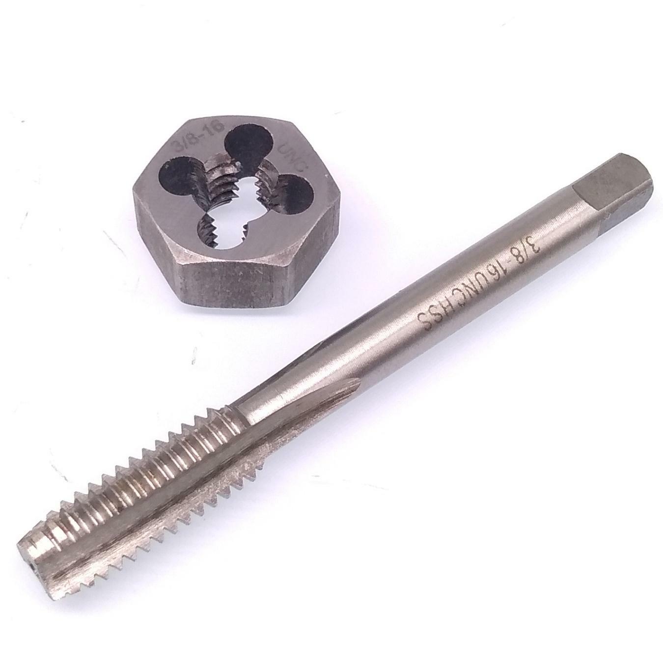 US Stock HSS 3/8-16 Tap & 3/8-16 Hexagon Die Thread Right Hand Set