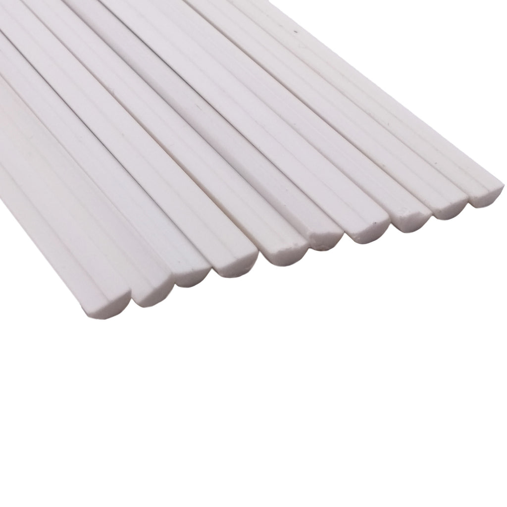US Stock 10pcs ABS Styrene Plastic Half Round Bar Rod 5mm ±10% Dia. 9.85" White