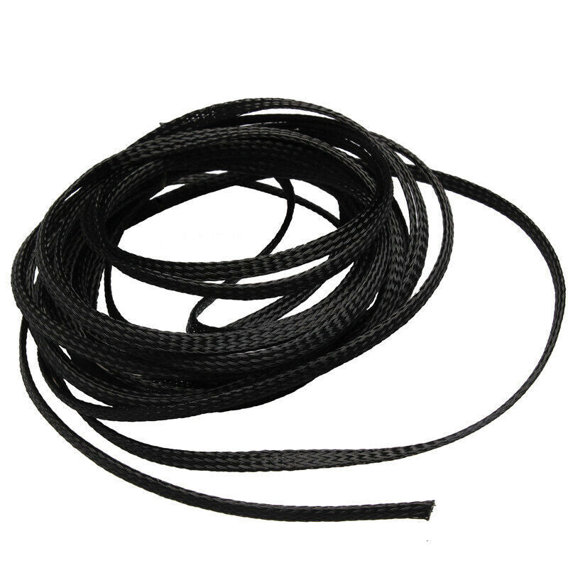 Black Braided PET Expandable Sleeve Cable Wire Sheath Mesh Loom 16mm x 1m