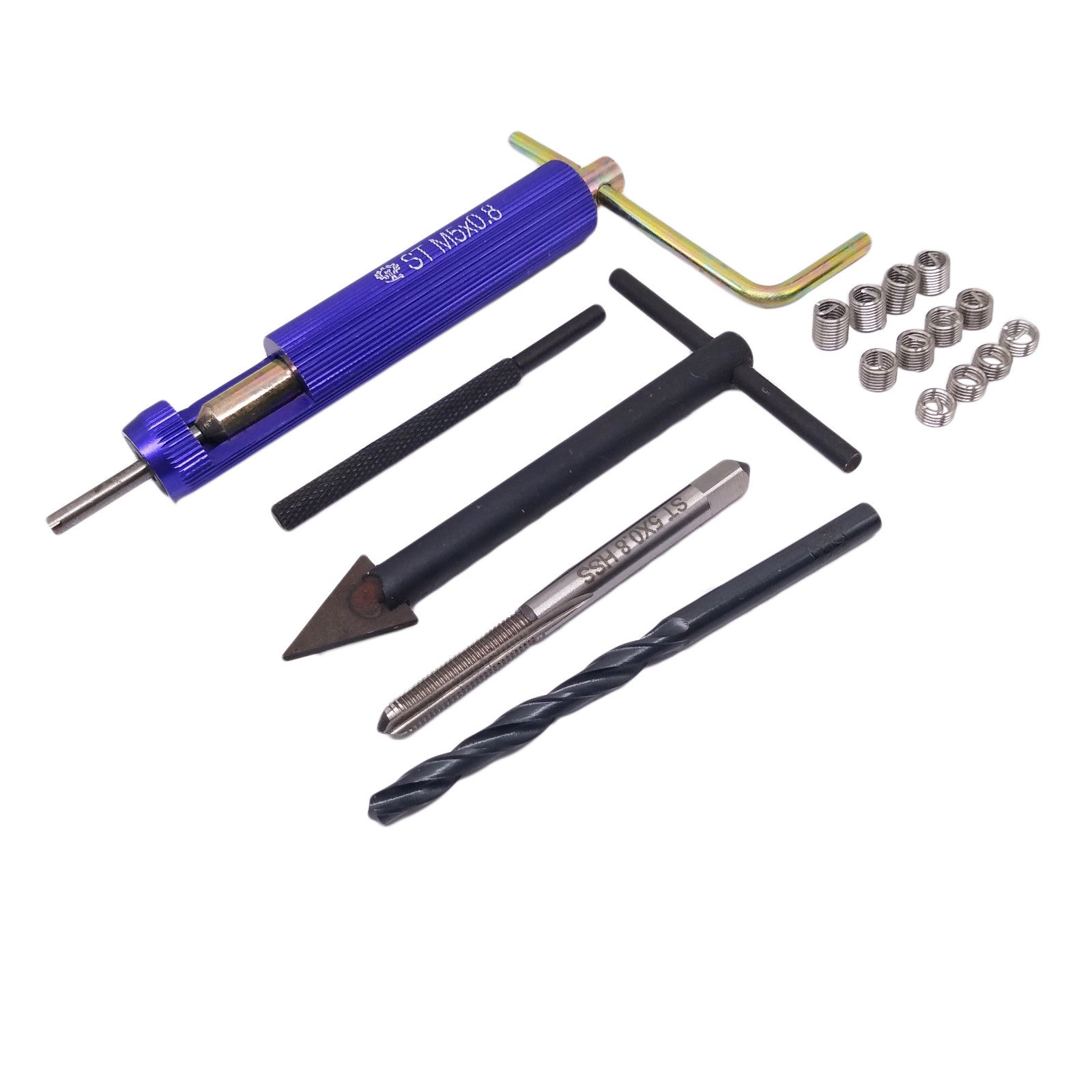 US Stock Thread Repair Kit M5 x 0.8 Drill Tap Extraction Removal Tool 12 Inserts