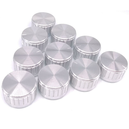 10pcs Silver Aluminum Volume Control Knob Amplifier Wheel 30*17mm D-Shaft