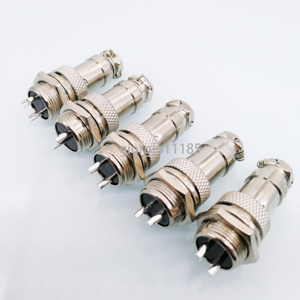 5 Pair Aviation Plug 2Pin Female Panel Metal Wire Connector 16mm GX16-2