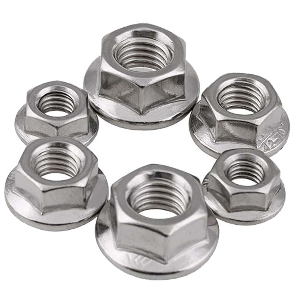 5pcs M8 x1mm Fine Thread A2 304 Stainless Steel Hexagon Flange Hex Lock Nuts