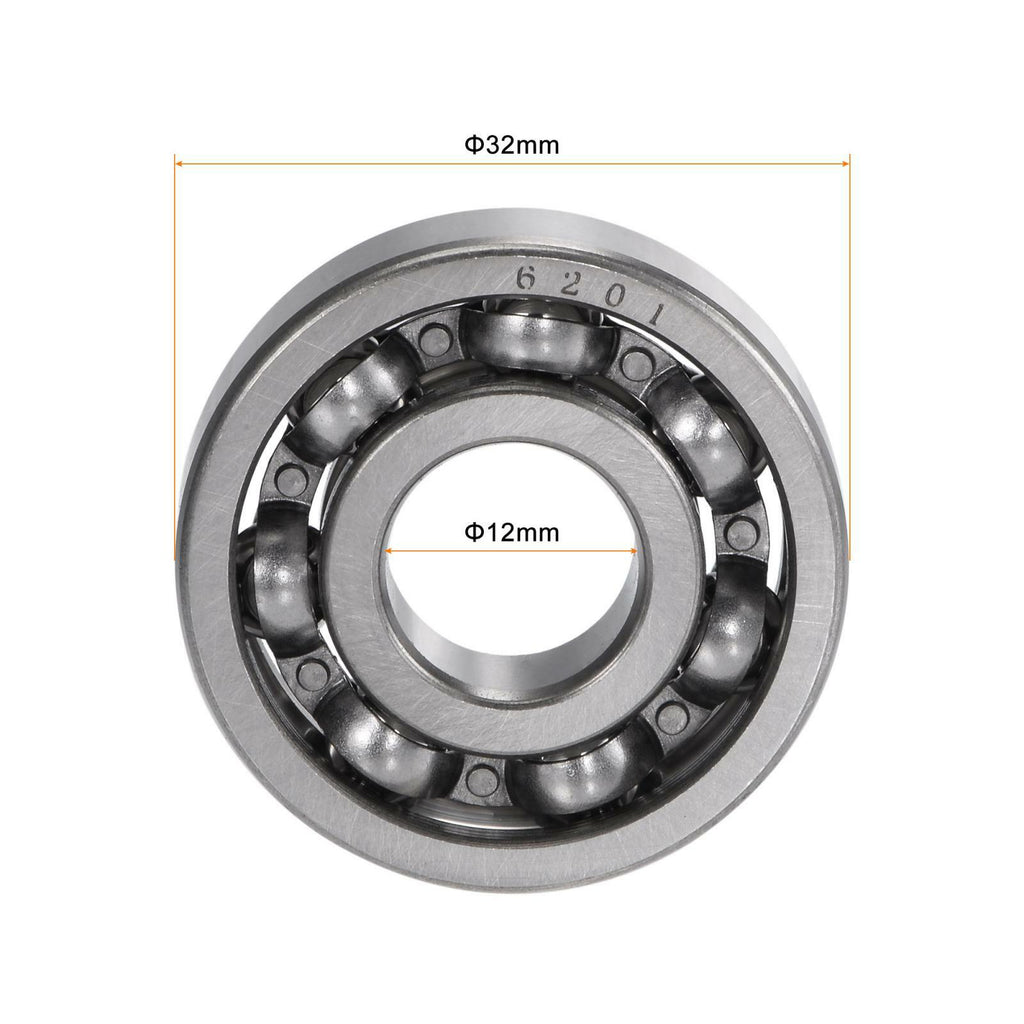 6201 Deep Groove Ball Bearings 12x32x10mm CN Open Type Chrome Steel