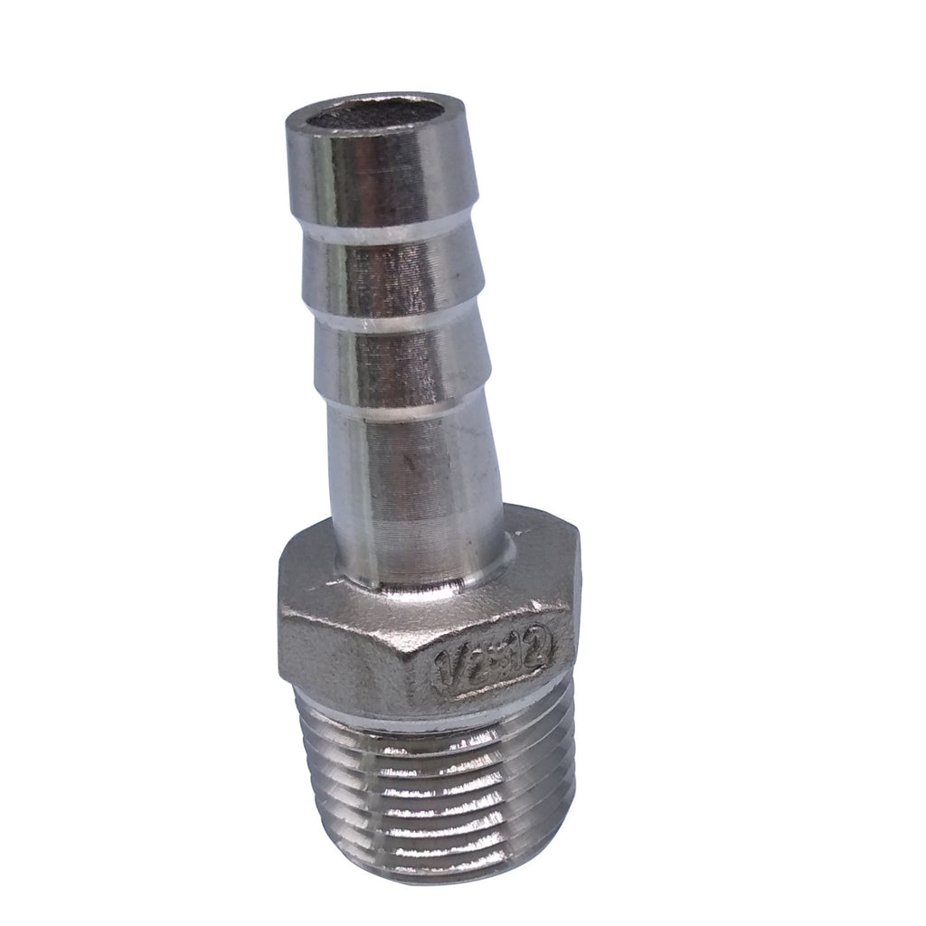 US Stock 2pcs 1/2" Male Thread Pipe Fitting 12mm Barb Hose Connector SS 304 NPT