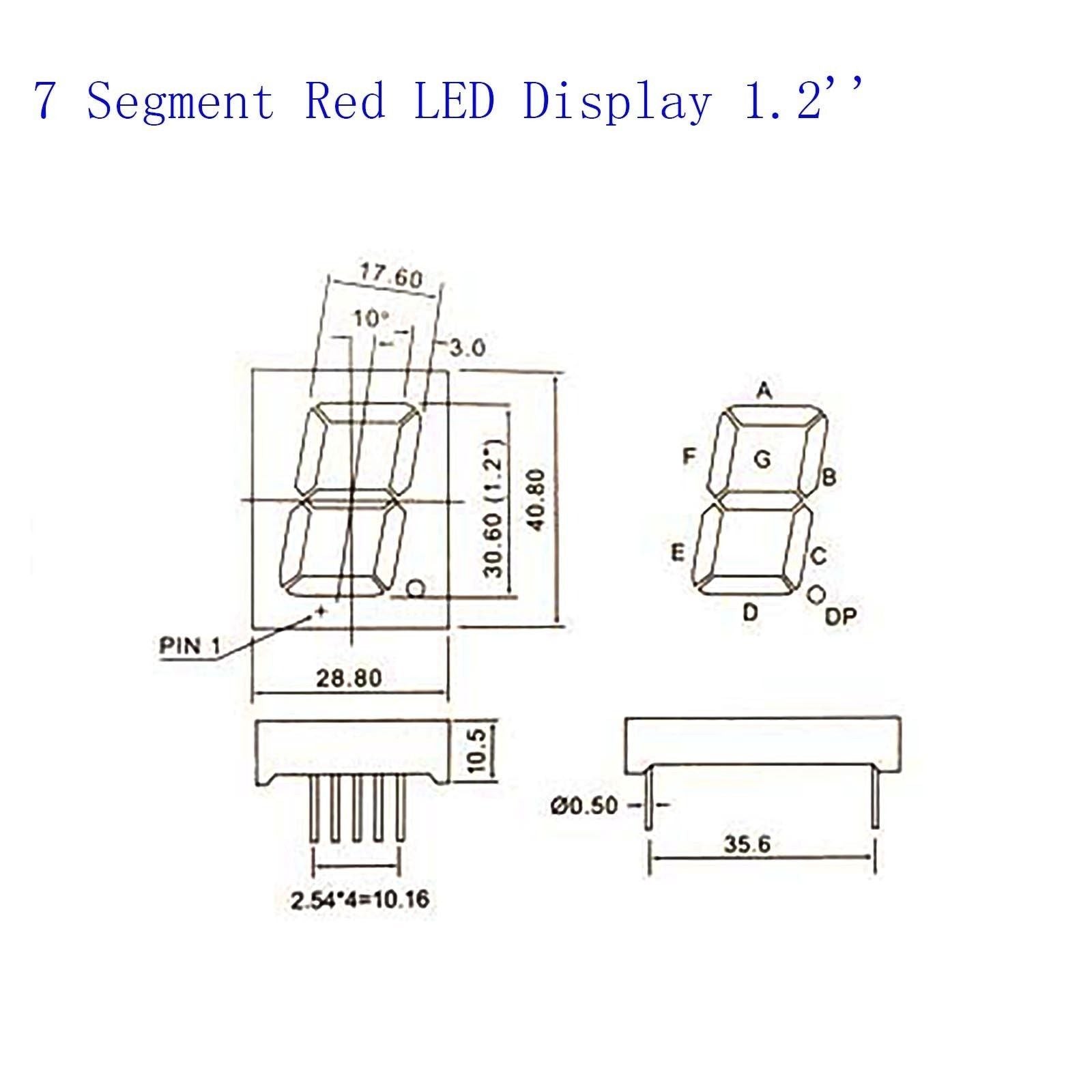 US Stock 4pcs 1.2 inch 7 Segment Red LED Display Common Cathode