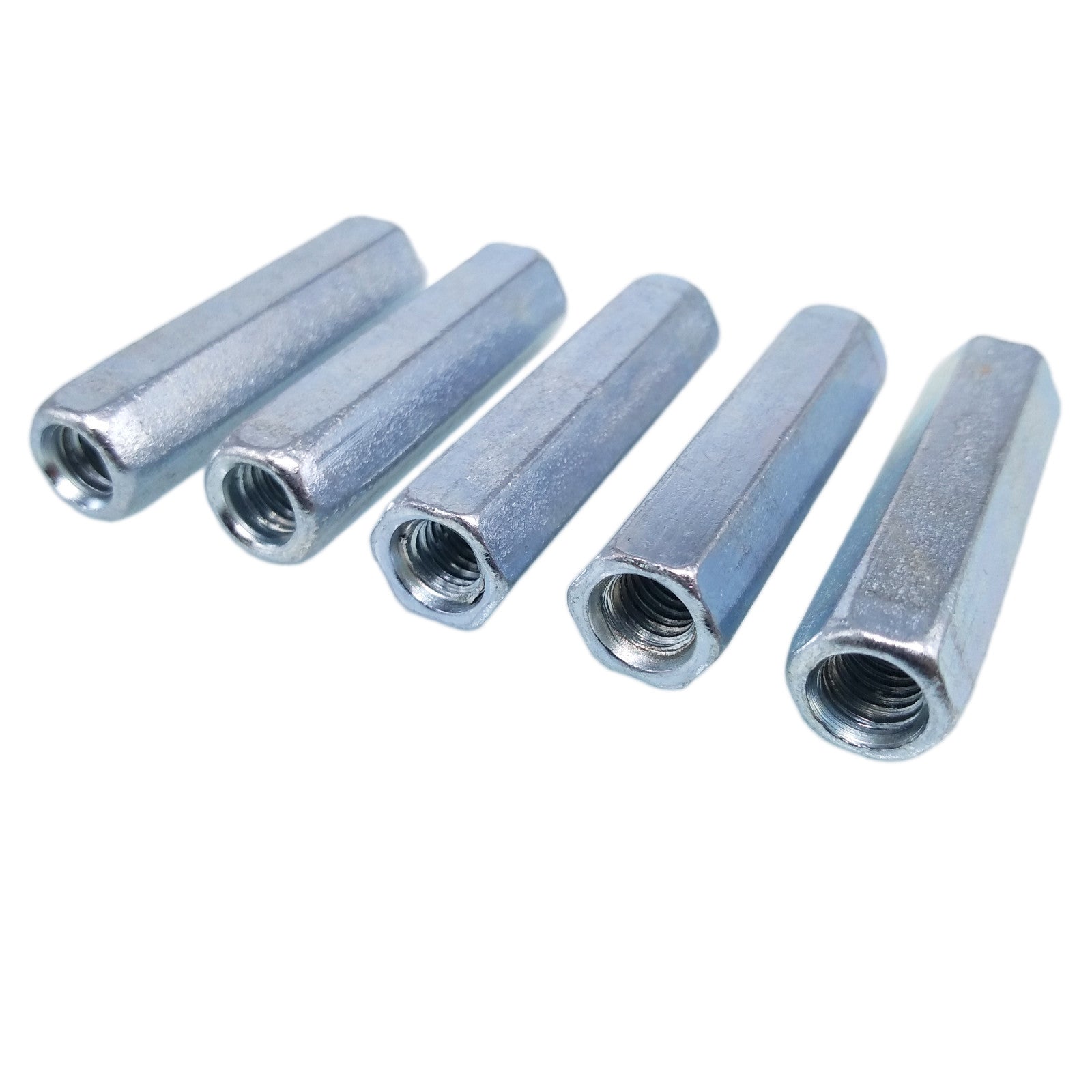 5pcs M6 x 1 x 40mm Long Rod Coupling Hex Nut Connector Zinc Plated