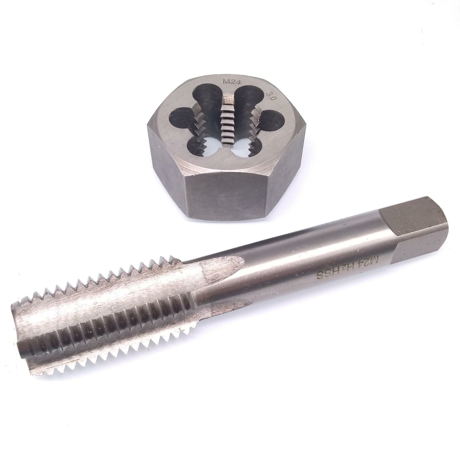 US Stock HSS M24 x 3mm Tap & M24 x 3mm Hexagon Die Metric Thread Right Hand Set