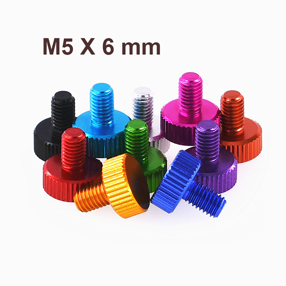 10xAluminum Alloy Knurled Thumb Screws M5x6 Hand Twist Grip Bolt Flat Head Ø12x5