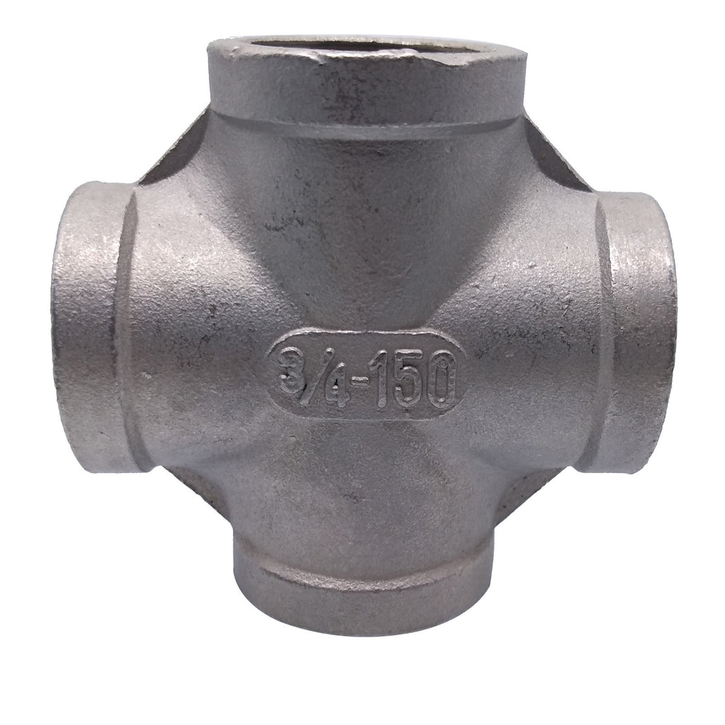 US Stock 3/4" Thread 4 Way Female Cross Coupling Connector SS Pipe Fitting NPT