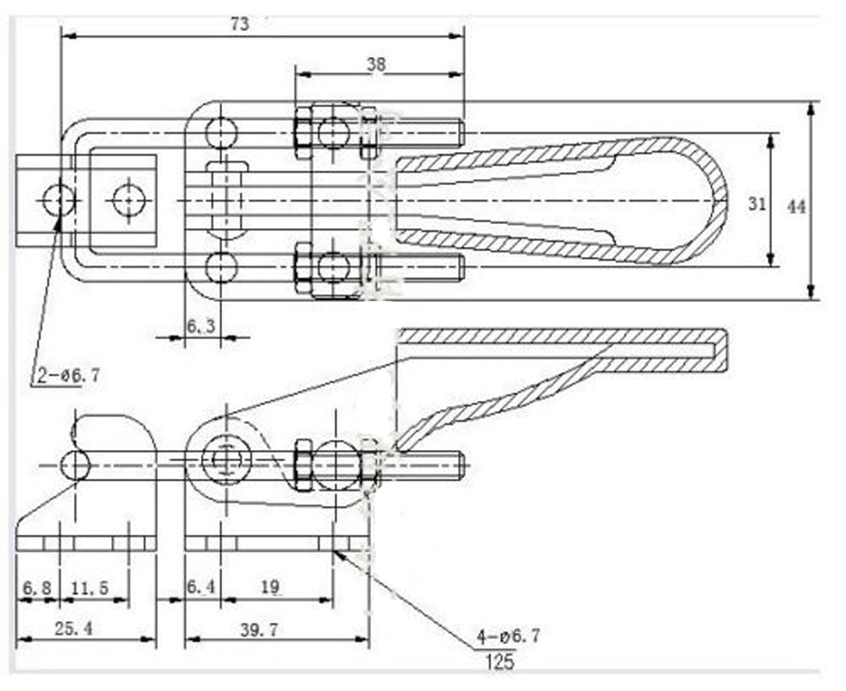 2pcs 318Kg/701Lbs Holding Capacity Quick Release Latch Toggle Clamp 431