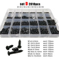 2010pcs M1-M4 Black Phillips Pan Round Head Self-tapping Wood Screw Set Kit