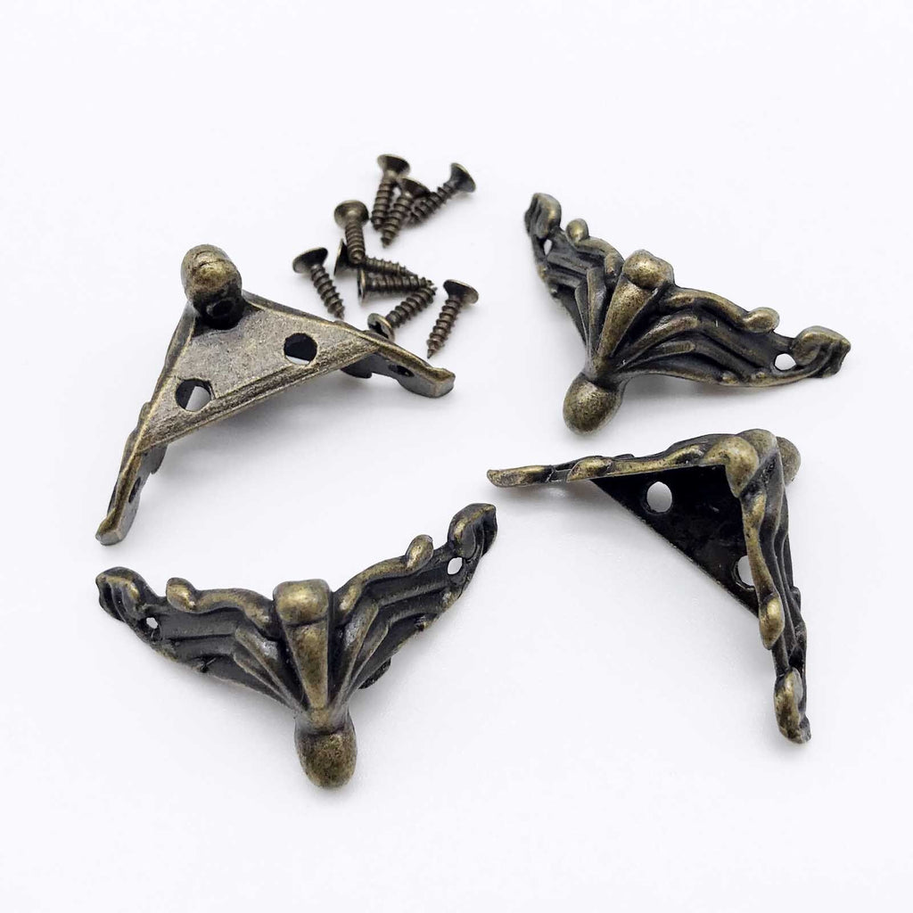 4pcs Jewelry Chest Gift Box Wood Case Decorative Feet Leg Corner Protector Guard
