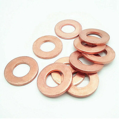 10pcs M6 x 12mm x 1.5mm 99.9% Pure Copper Cu Flat Washer Conductive Flat Washer