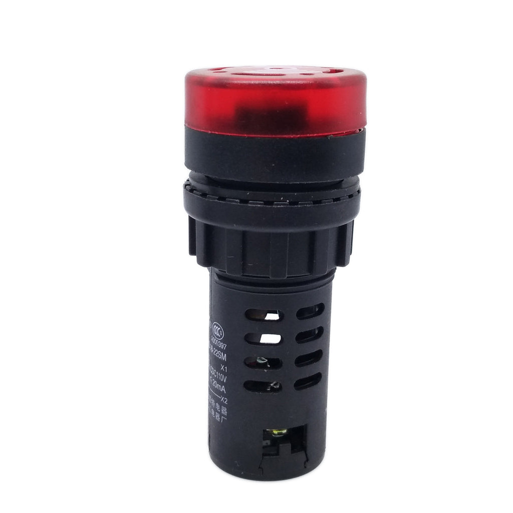 US Stock 2pcs AD16-22SM 110V Red LED Indicator Light Signal Flash Buzzer Beep