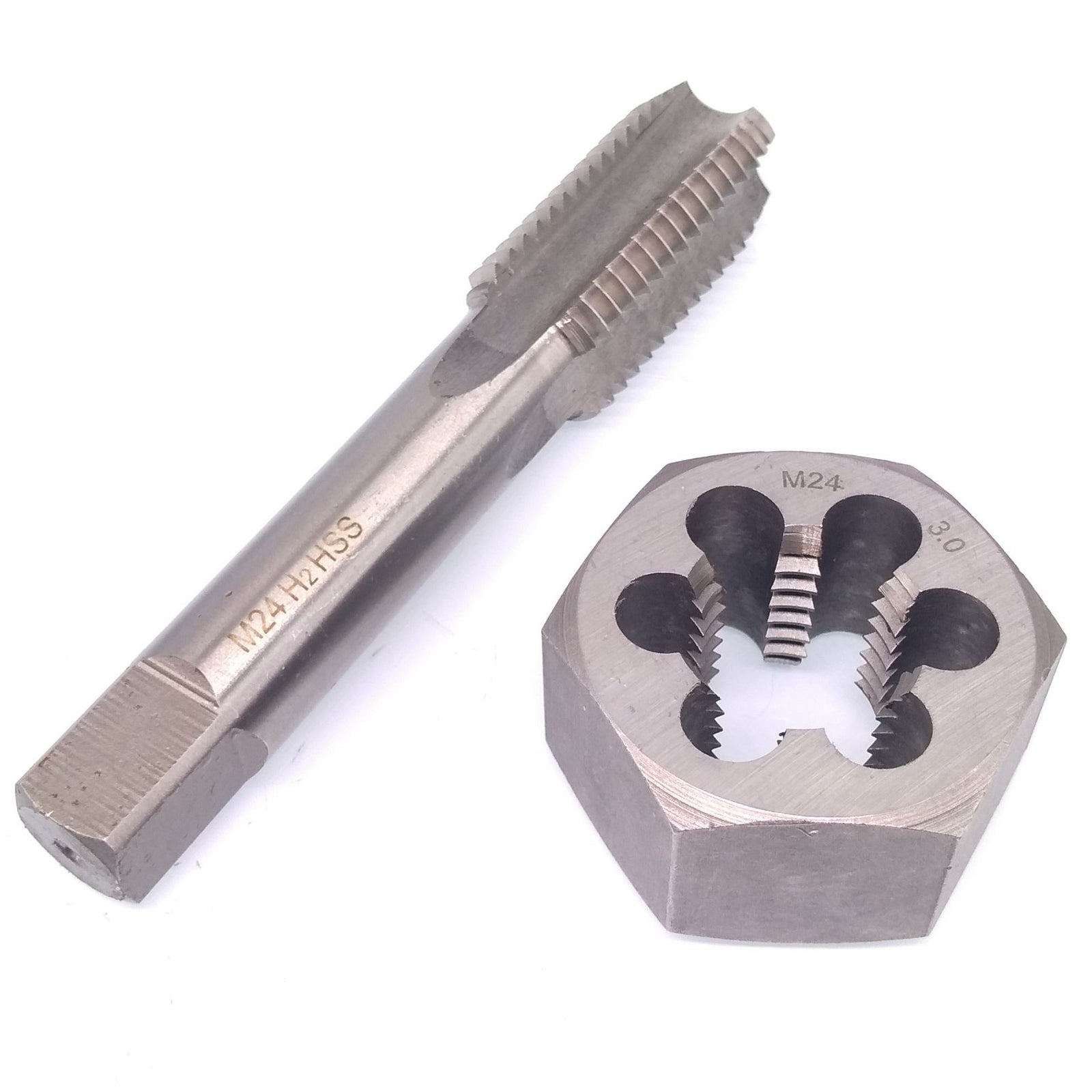 US Stock HSS M24 x 3mm Tap & M24 x 3mm Hexagon Die Metric Thread Right Hand Set