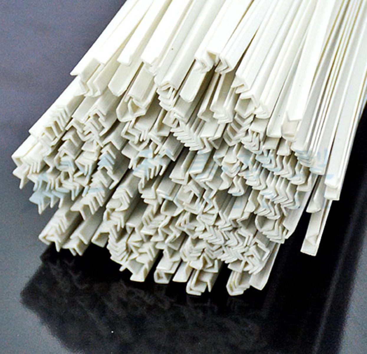 20pcs 4 x 4 x 250mm ABS Styrene Plastic L Shape Right Angle Bars White