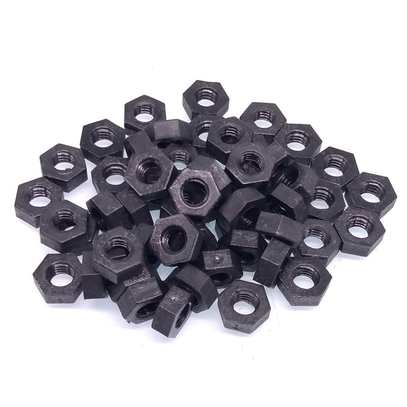 500pcs M3 Metric Thread Insert Screw Fastener Black Nylon Hex Nut
