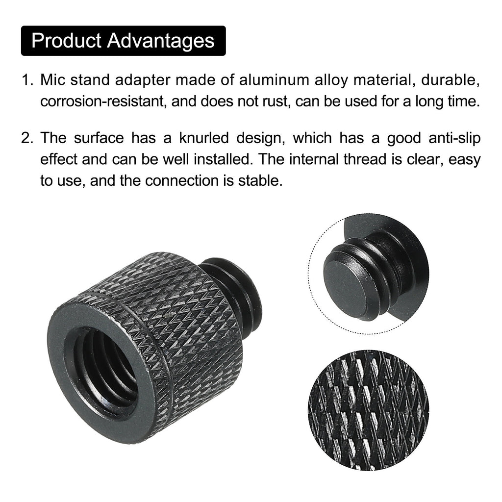 Mic Stand Adapter M10 Female x 3/8 Male Camera Screw Thread Adapter Black