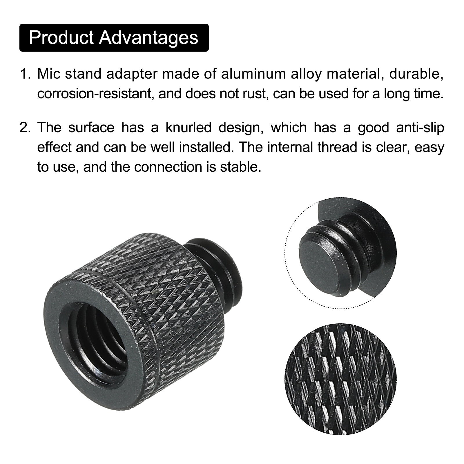 Mic Stand Adapter M10 Female x 3/8 Male Camera Screw Thread Adapter Black