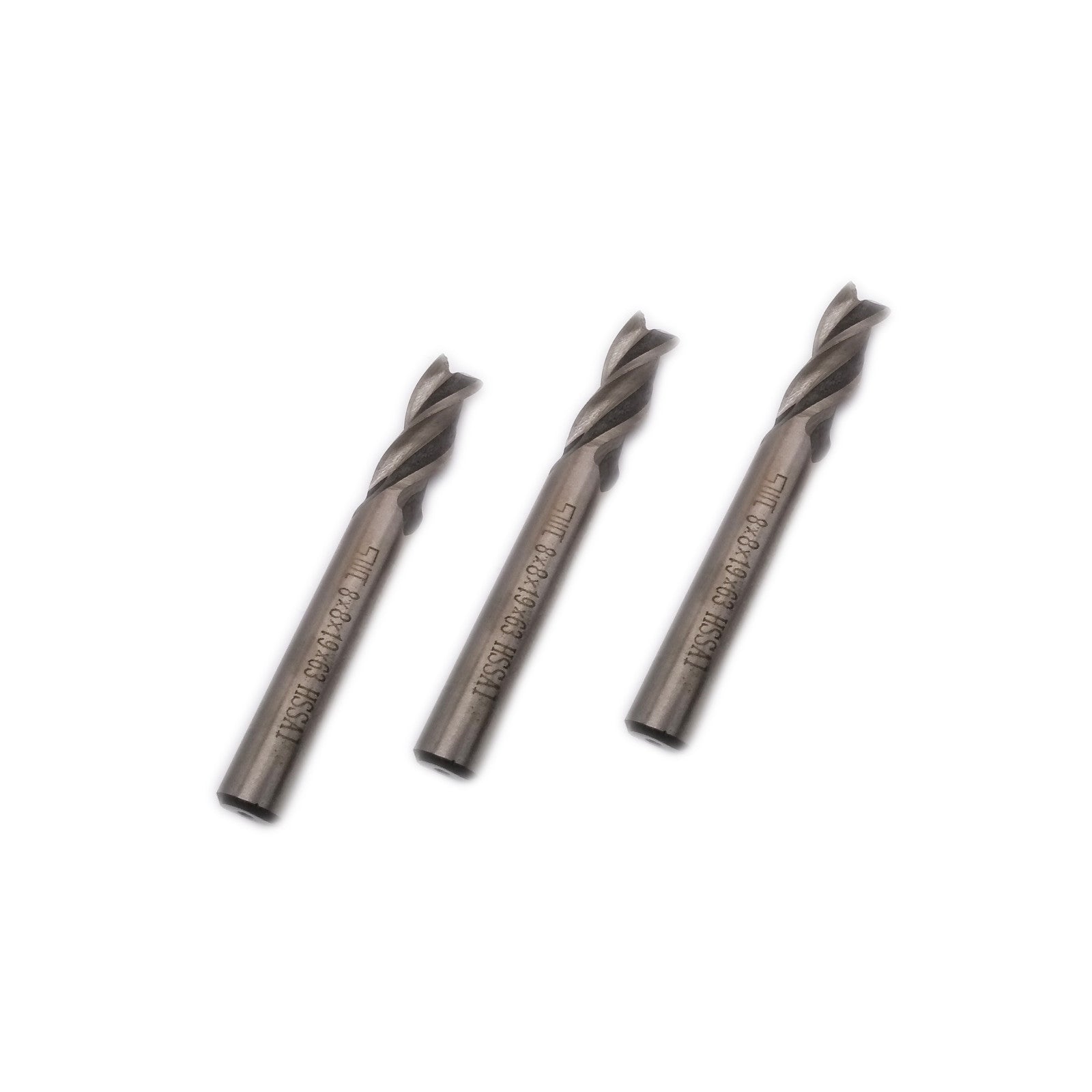 US Stock 3pcs 8mm Three 3 Flute HSS & Aluminium End Mill Cutter CNC Bit