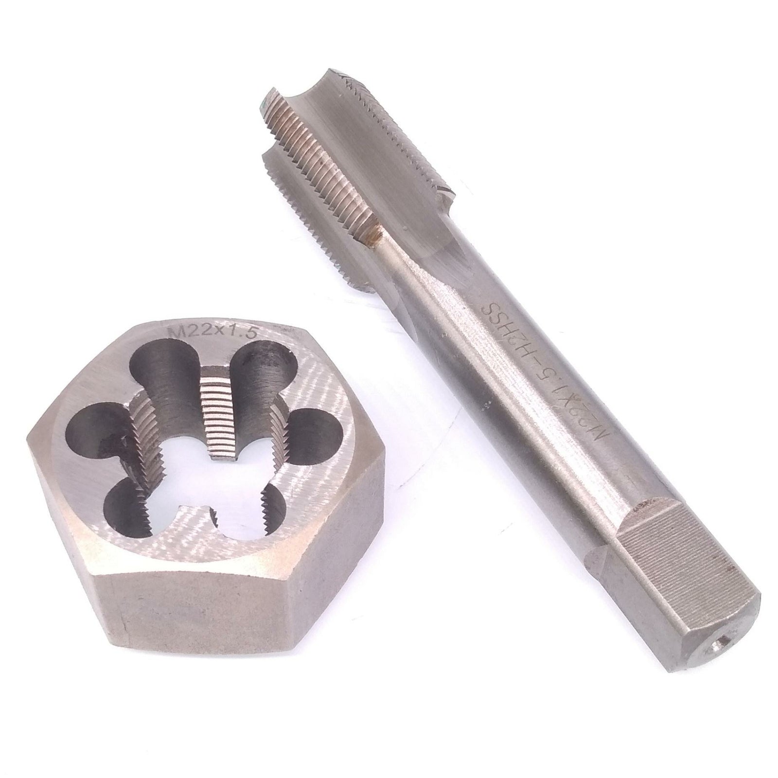 US Stock HSS M22 x 1.5mm Tap & 22x1.5mm Hexagon Die Metric Thread Right Hand Set