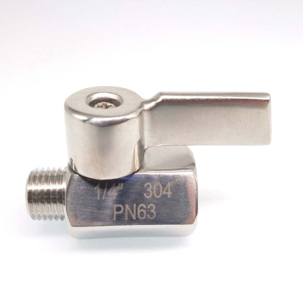 304 Stainless Steel Mini Ball Valve With Handle Female x Male NPT Thread 1/4''