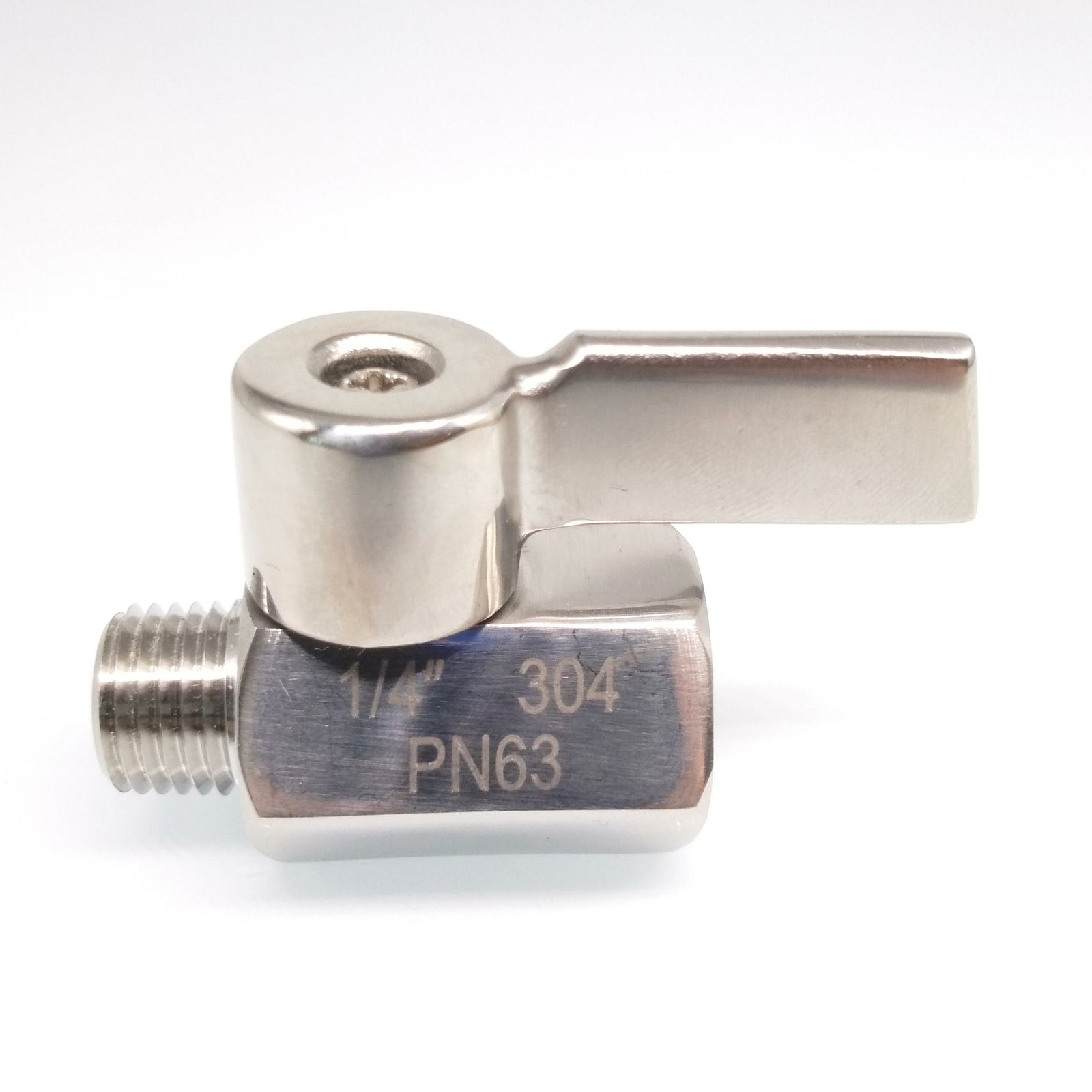 304 Stainless Steel Mini Ball Valve With Handle Female x Male NPT Thread 1/4''
