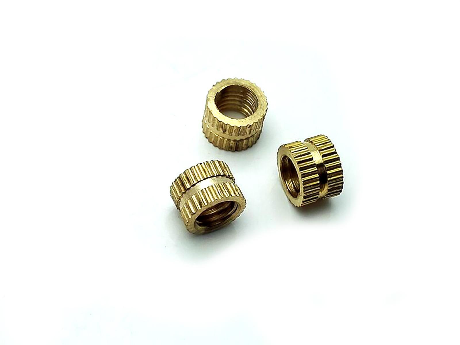 US Stock 20x M6 L6mm OD8.3mm Brass Cylinder Knurled Threaded Insert Embedded Nut