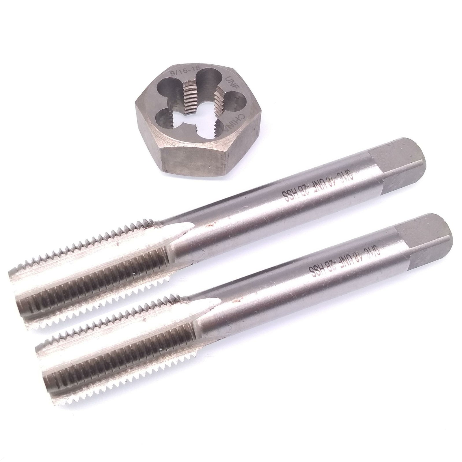 HSS 9/16-18 Taper & Plug Tap & 9/16-18 Hexagon Die Thread Right Hand Set