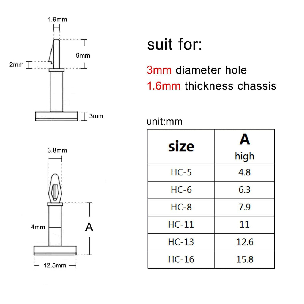 25pcs Adhesive Glue Nylon Plastic Standoff Spacer Snap Fixed Stick PCB 3mm Hole