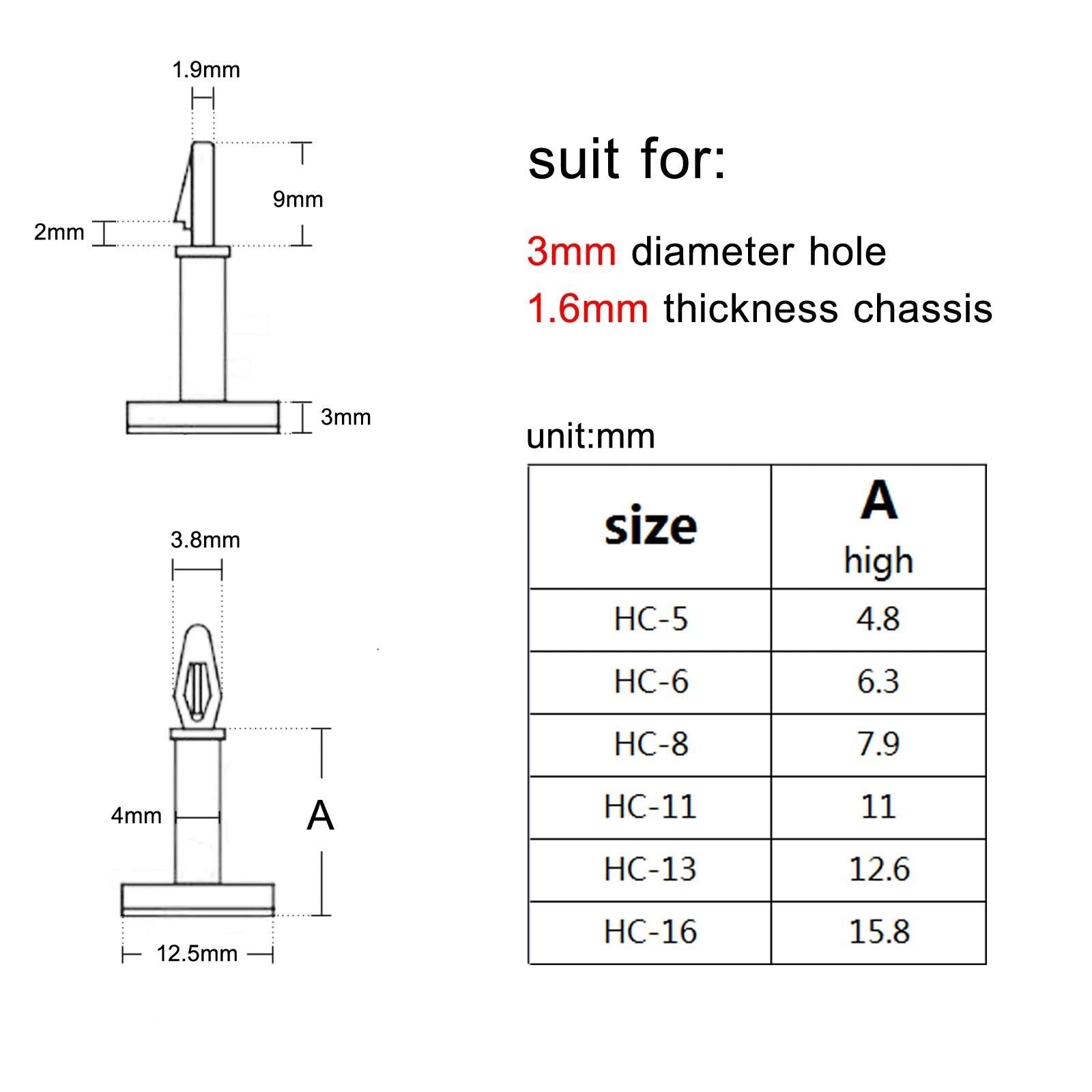 25pcs Adhesive Glue Nylon Plastic Standoff Spacer Snap Fixed Stick PCB 3mm Hole