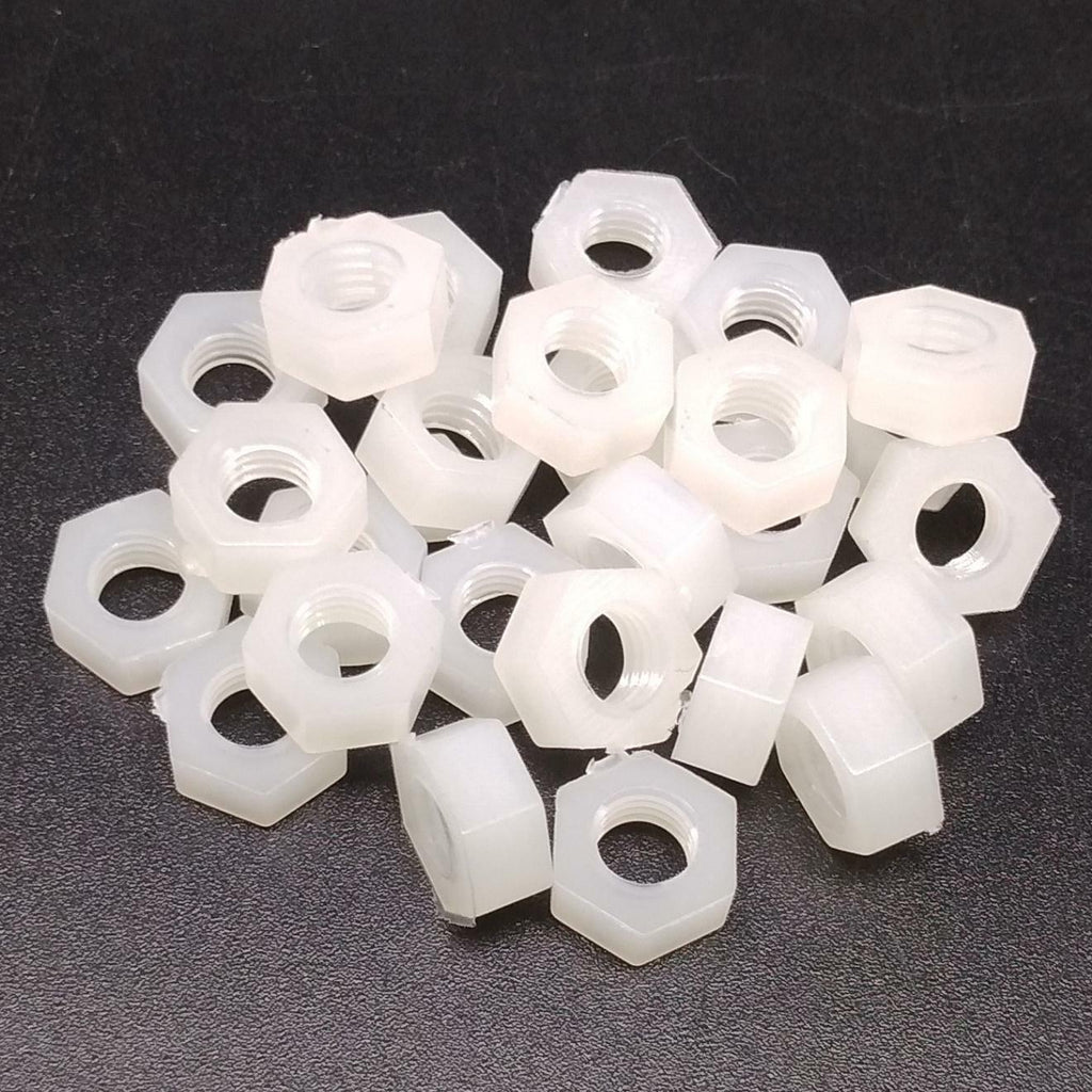 100pcs M5 Metric Thread Insert Screw Fastener White Nylon Hex Nut