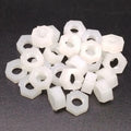 100pcs M5 Metric Thread Insert Screw Fastener White Nylon Hex Nut