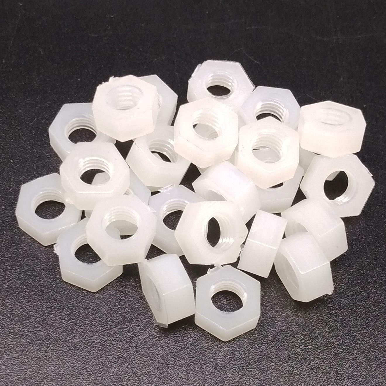 100pcs M5 Metric Thread Insert Screw Fastener White Nylon Hex Nut