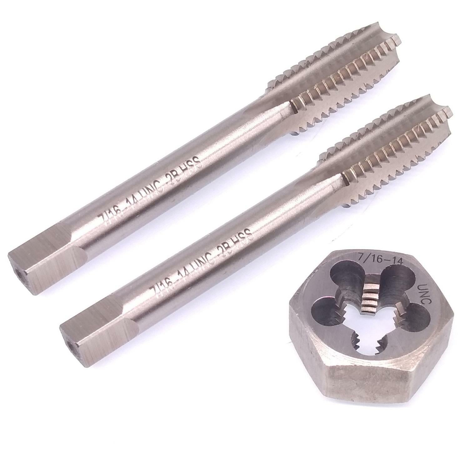HSS 7/16-14 Taper & Plug Tap & 7/16-14 Hexagon Die Thread Right Hand Set