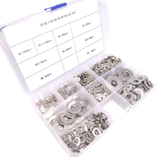 1240pcs Stainless Steel Flat Washers Assortment Kit US Stock