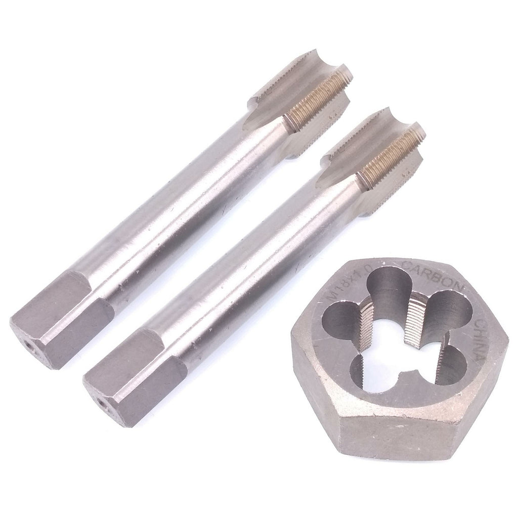 HSS M18 x 1mm Taper & Plug Tap & 18x1mm Hexagon Die Metric Thread Right Hand Set