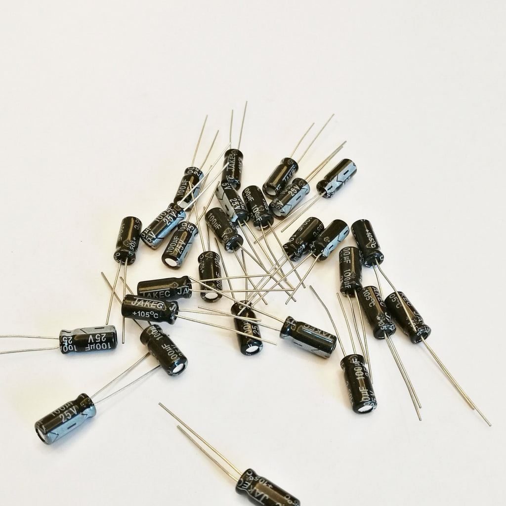 US Stock 50pcs Electrolytic Capacitors 100uF 100mfd 25V +105℃ Radial 5 x 11mm