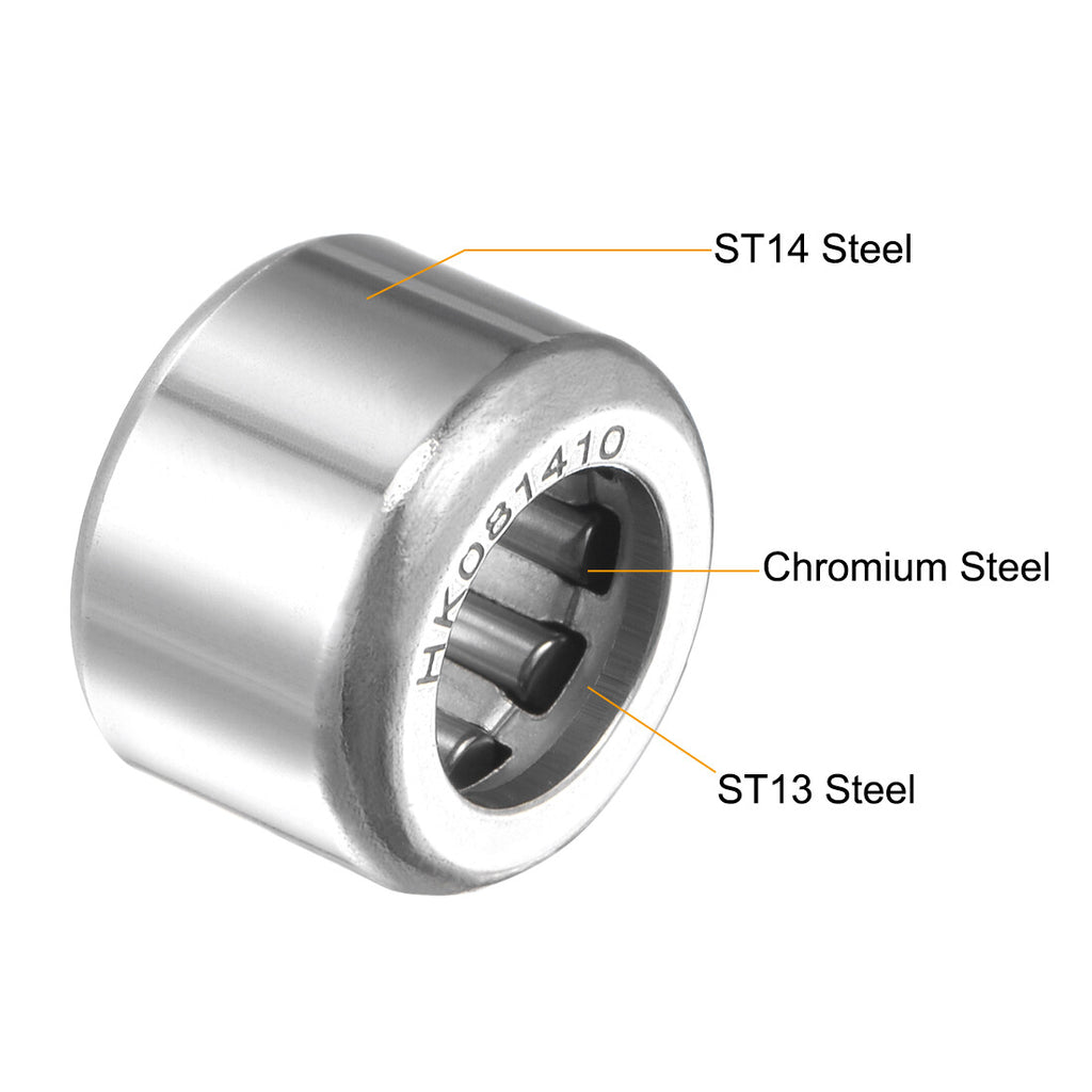4pcs HK081410 Drawn Cup Needle Roller Bearings 8mm Bore, 14mm OD, 10mm Width