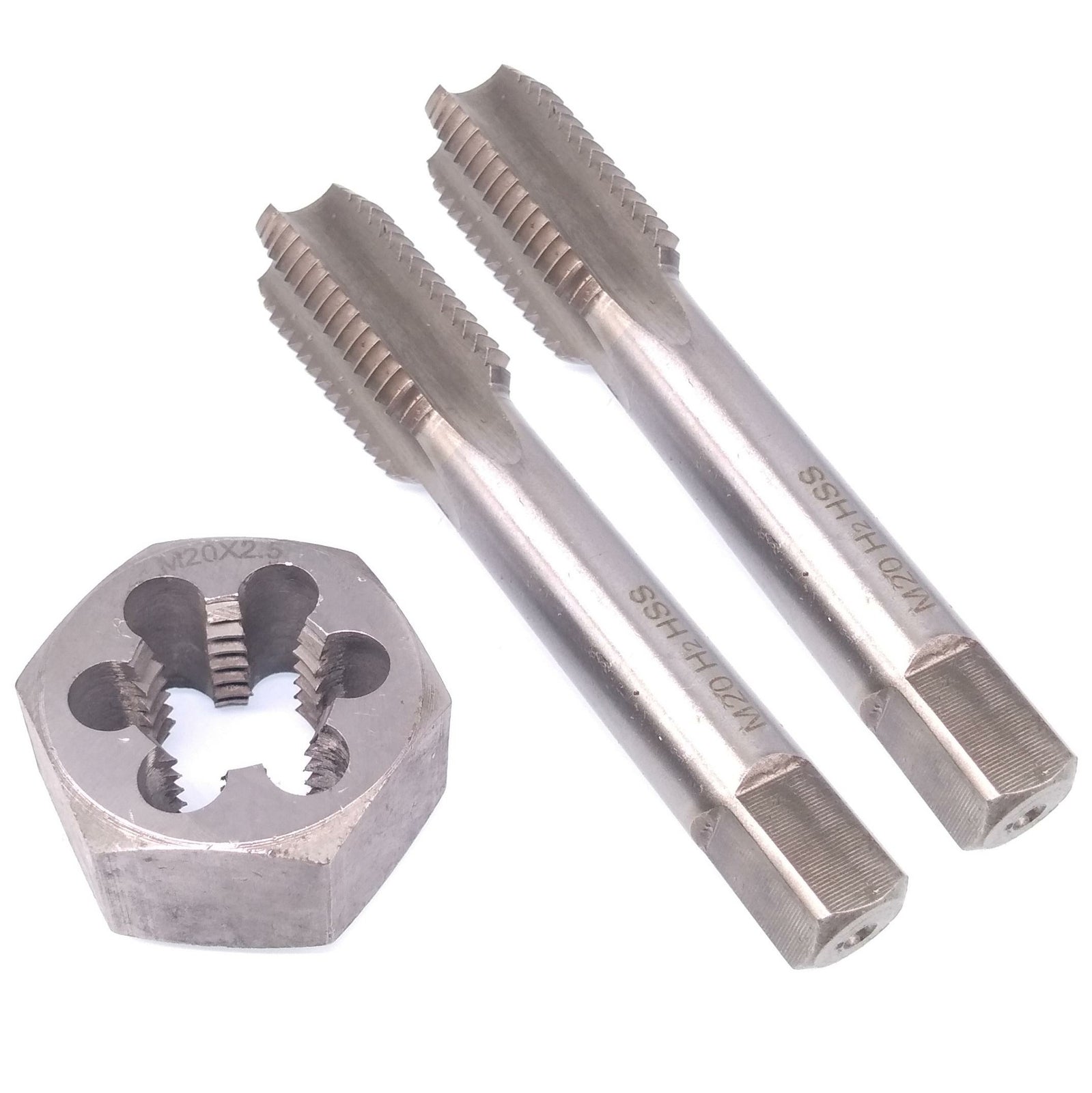 HSS M20 x 2.5mm Taper & Plug Tap & 20x2.5mm Hexagon Die Metric Thread Right Hand
