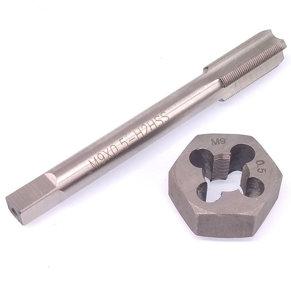 US Stock HSS M9 x 0.5mm Tap & 9 x 0.5mm Hexagon Die Metric Thread Right Hand Set