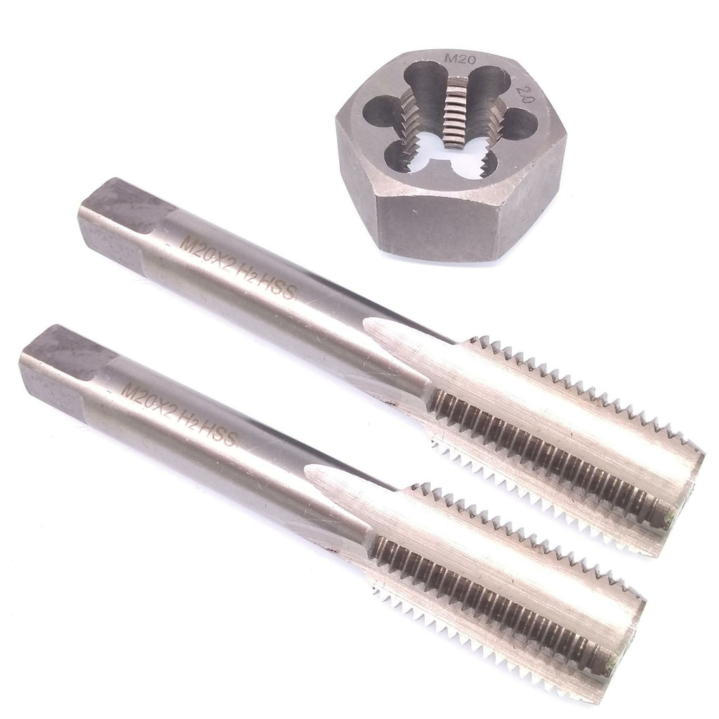 HSS M20 x 2mm Taper & Plug Tap & 20x2mm Hexagon Die Metric Thread Right Hand Set