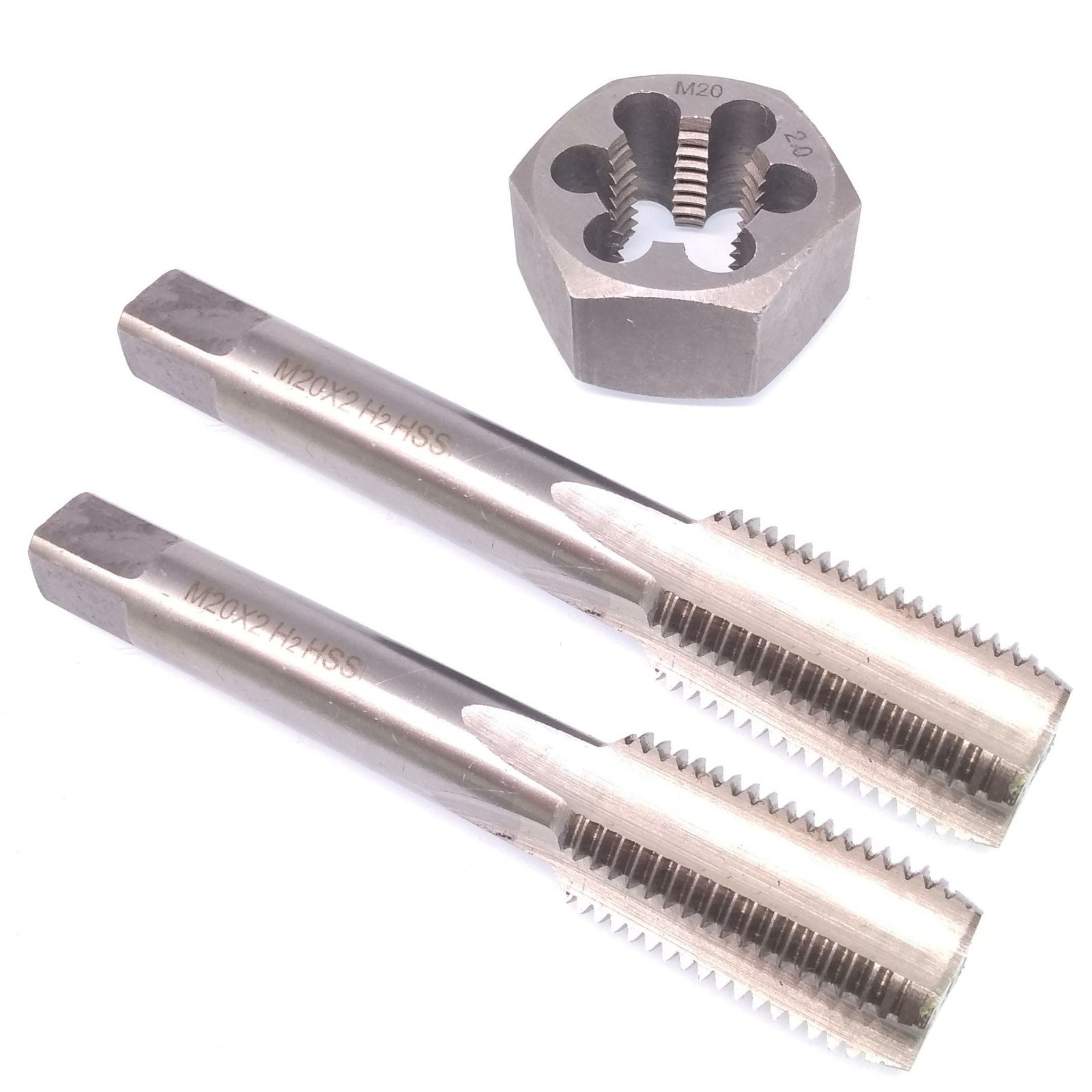 HSS M20 x 2mm Taper & Plug Tap & 20x2mm Hexagon Die Metric Thread Right Hand Set