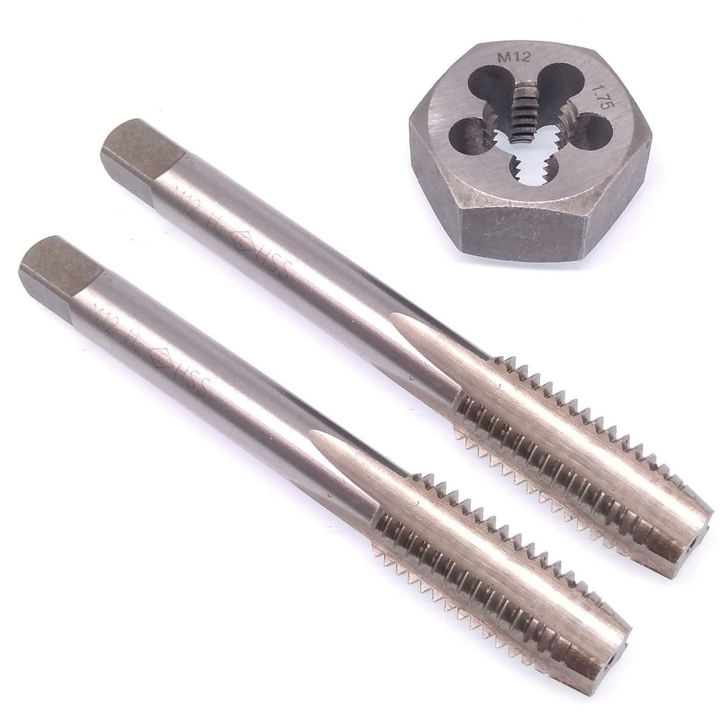 HSS M12 x 1.75mm Taper & Plug Tap & M12x1.75mm Hexagon Die Metric Right Hand Set