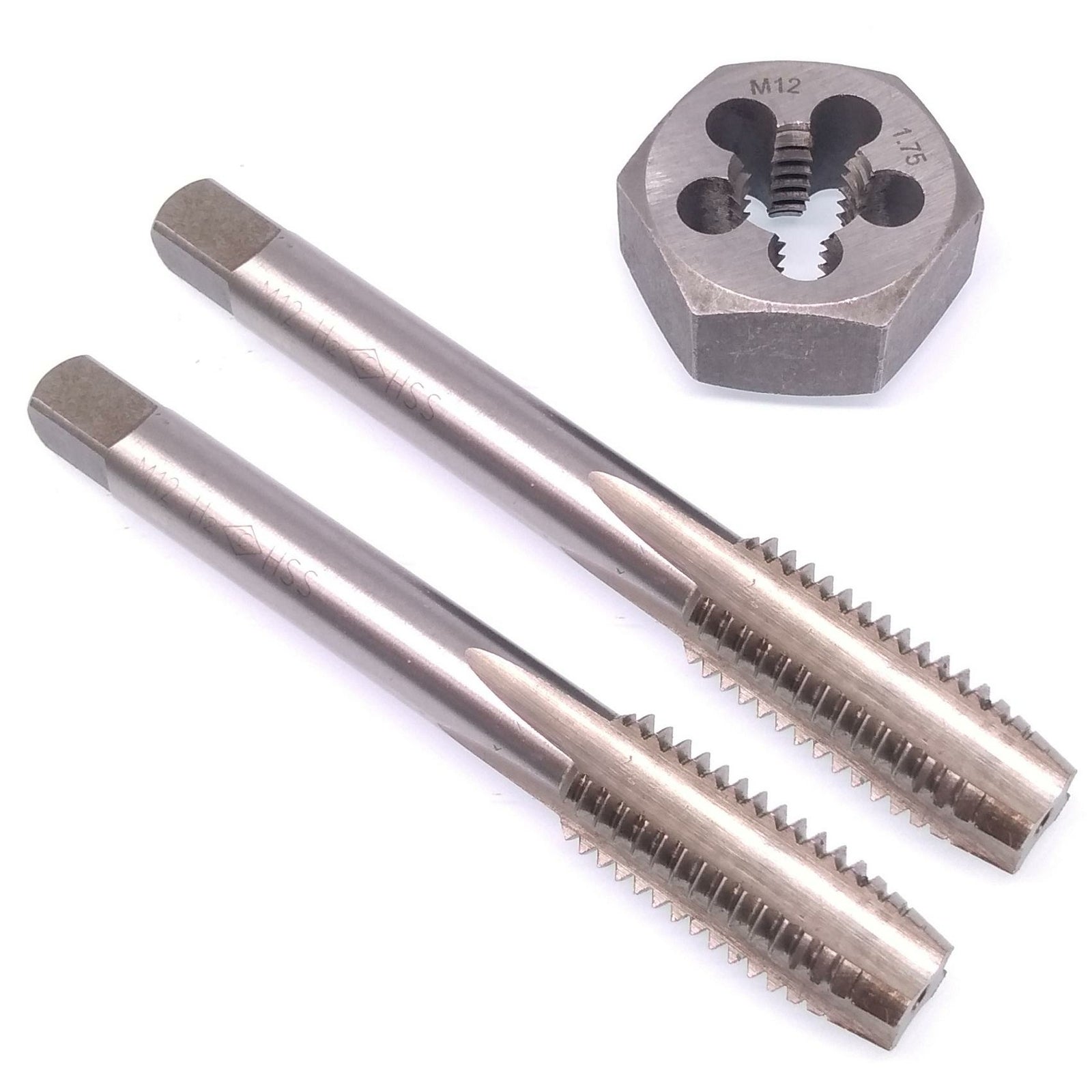 HSS M12 x 1.75mm Taper & Plug Tap & M12x1.75mm Hexagon Die Metric Right Hand Set